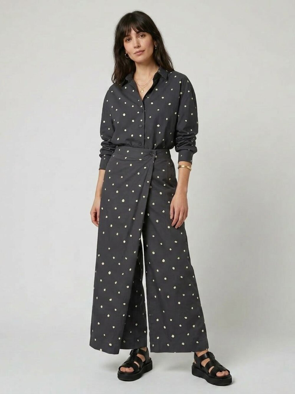 Humility 100% Cotton Palazzo Crossover/Wrap Pants Size FR 38/US 6